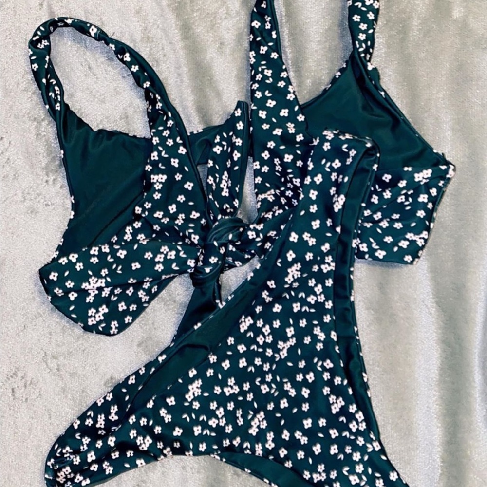 a forest green swimsuit set!